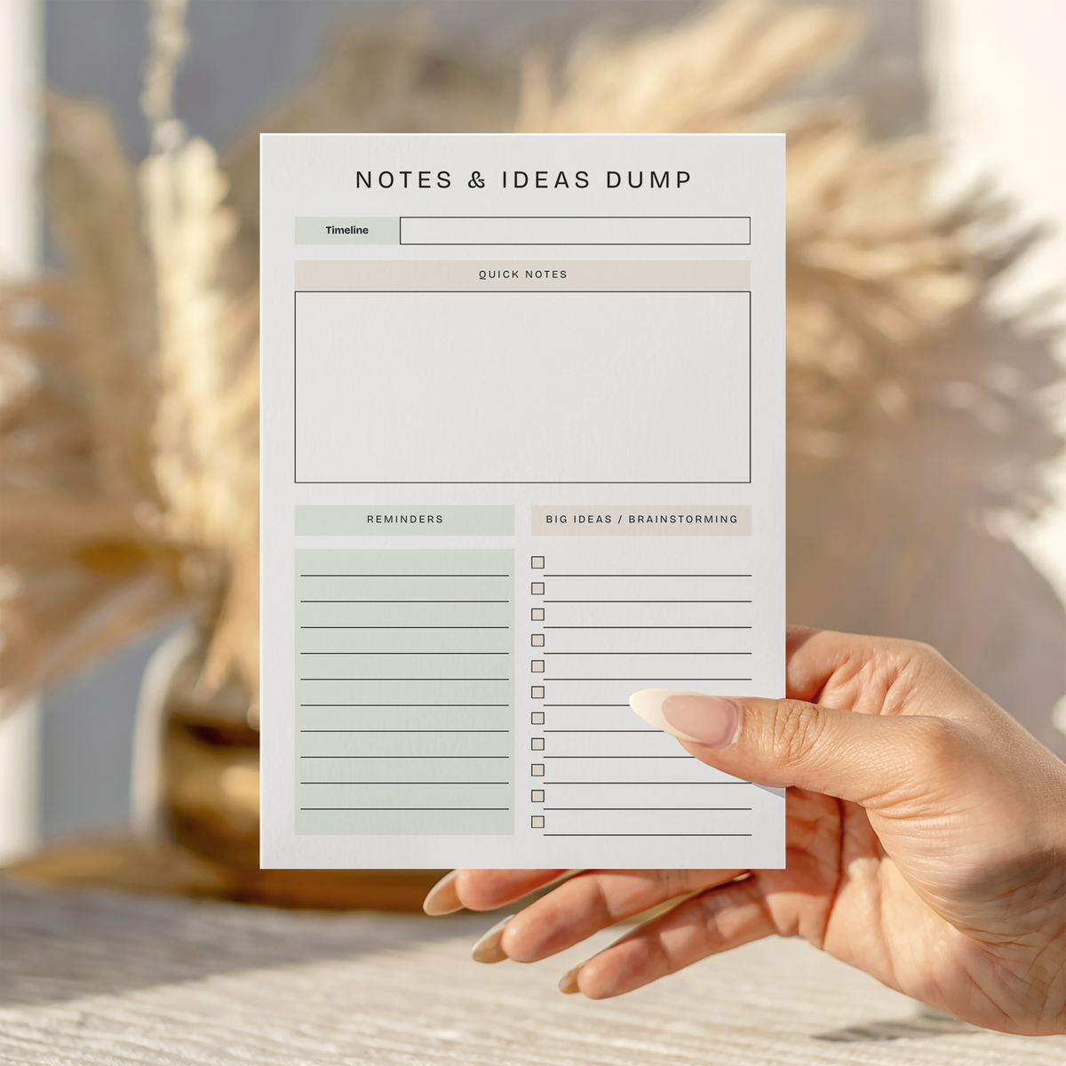 Notes and Brain Dump pastel notepad A5 tear-off design by Peachi Lane