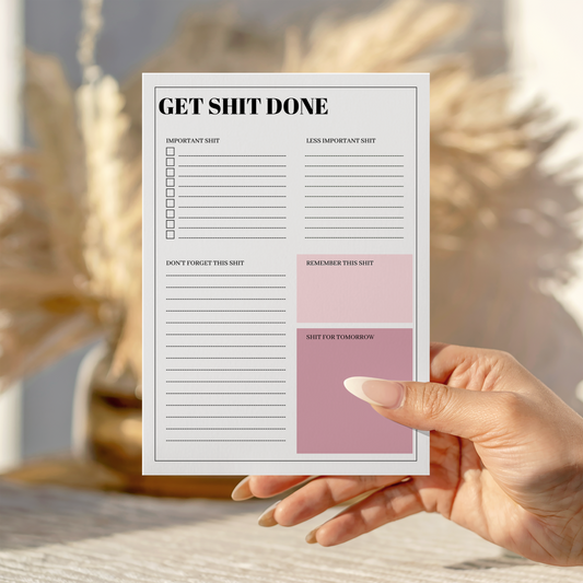 Get Sh*t Done pink planner notepad A5 tear-off design by Peachi Lane
