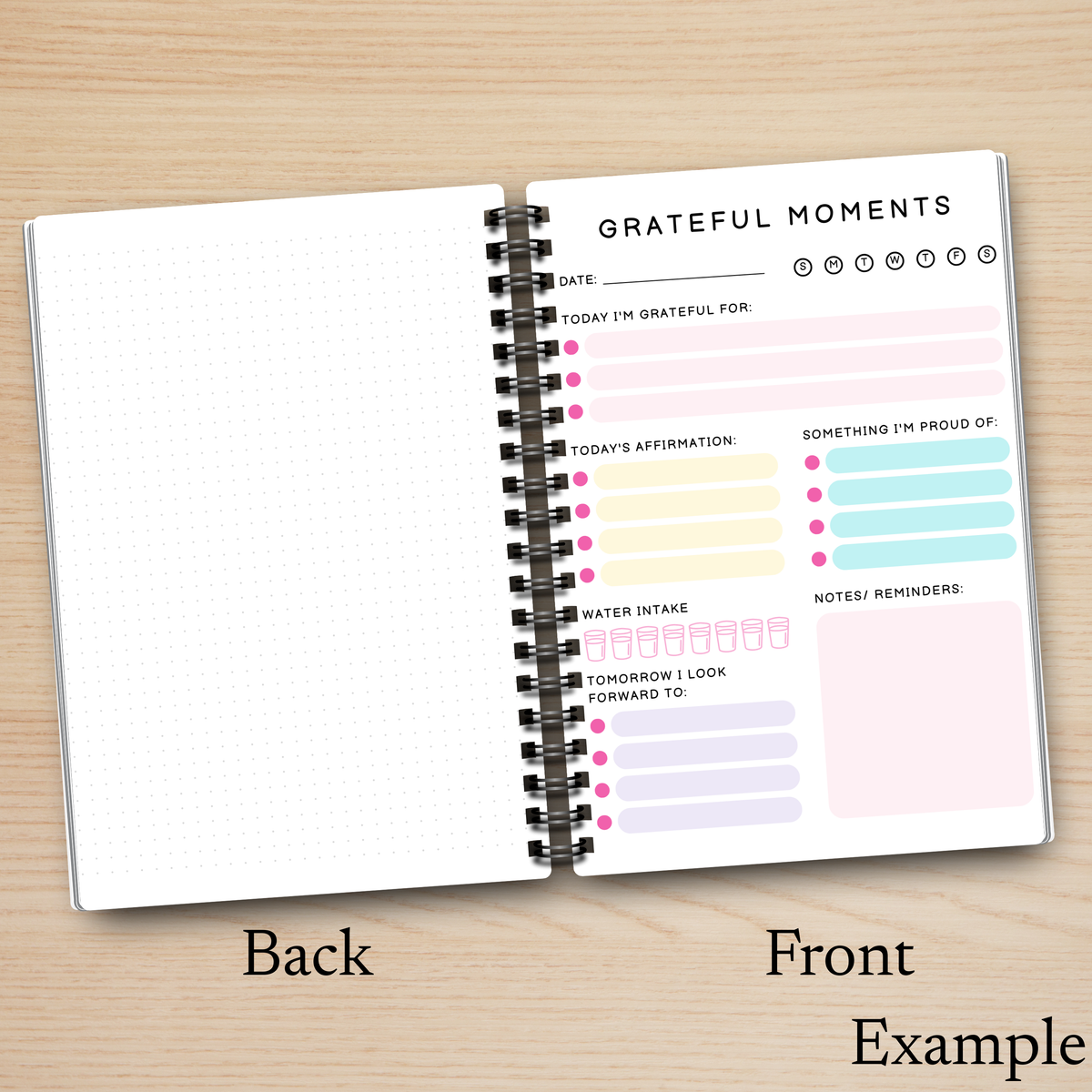 Grateful Moments A5 Journal – Pink Spiral Notebook