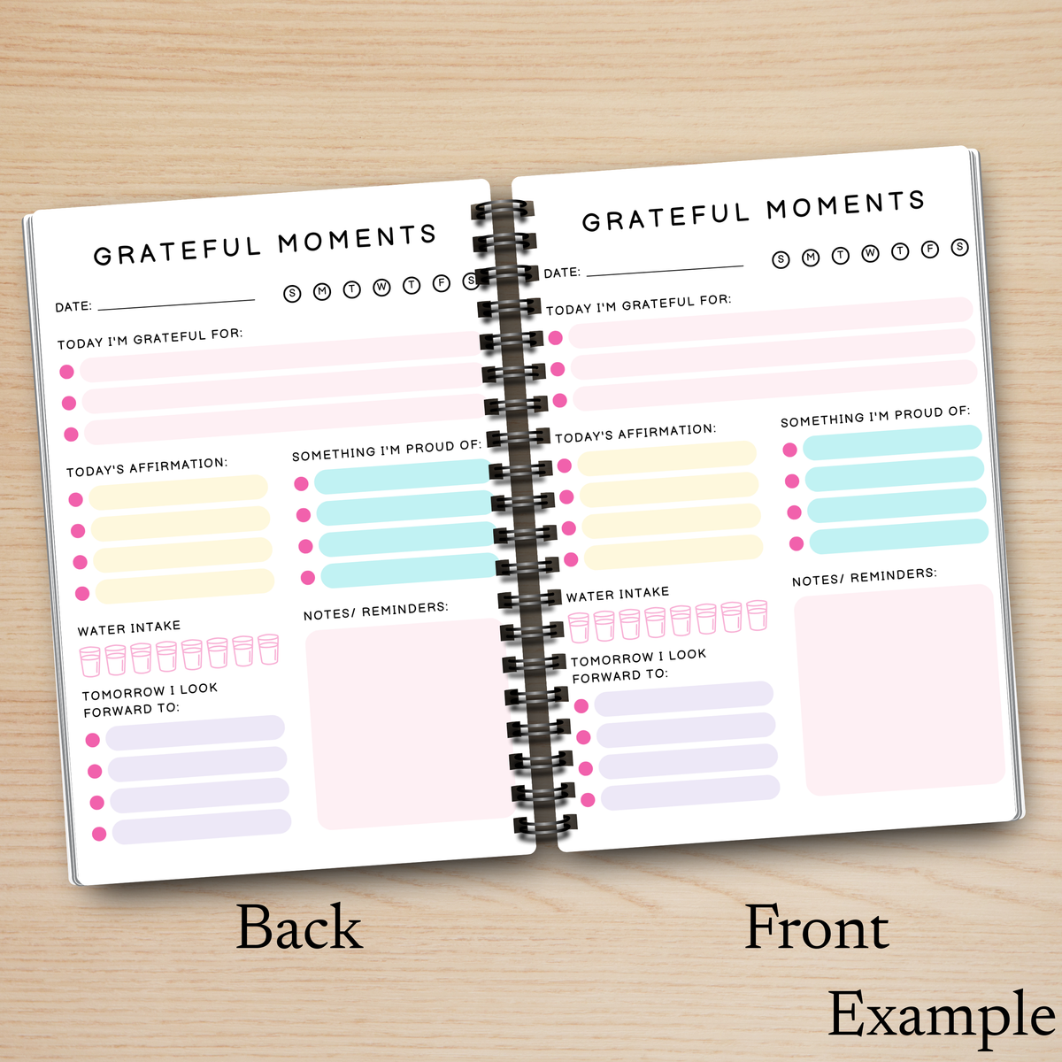 Grateful Moments A5 Journal – Pink Spiral Notebook
