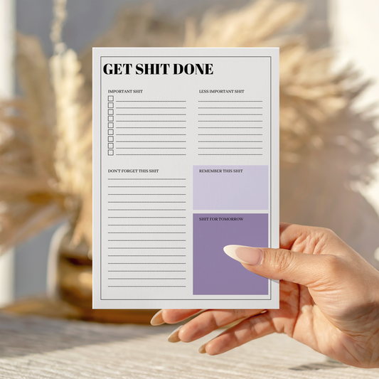 Get Sh*t Done purple planner notepad A5 tear-off design by Peachi Lane