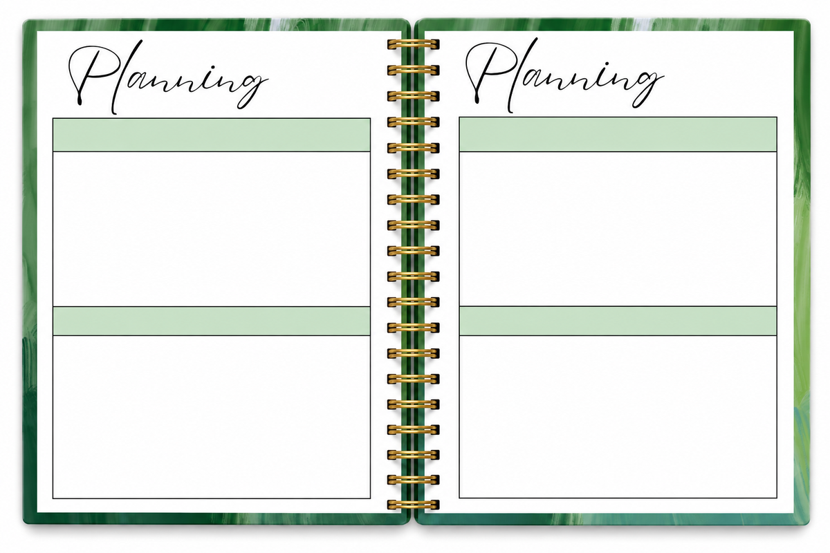 Olive 2027 teacher planner open to organised teacher planning pages with room for notes and reminders
