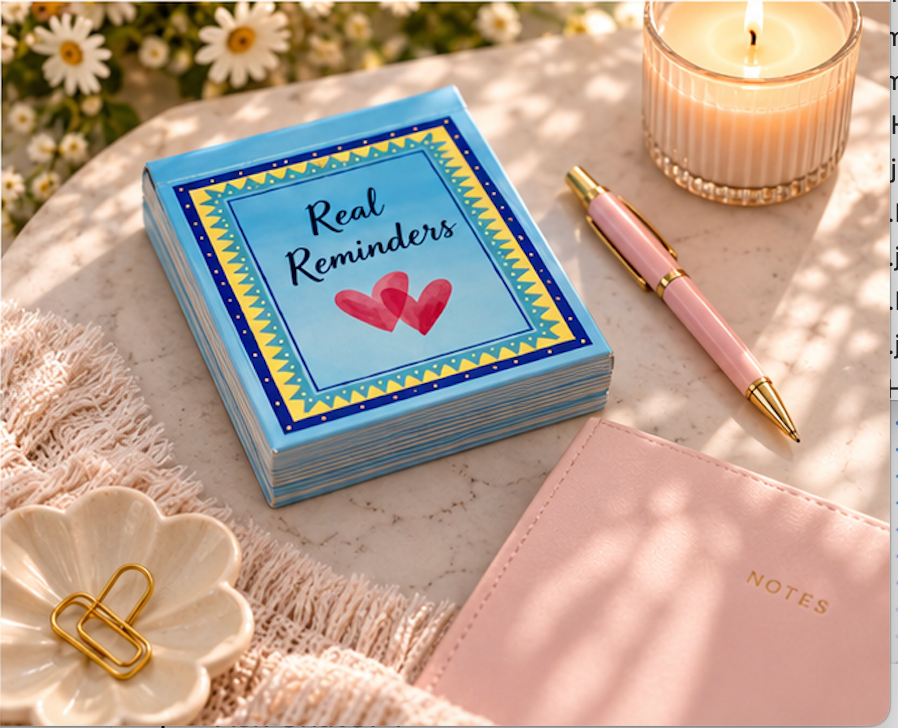 Real Reminders cards, a 30 deck pack of not your average affirmation cards.