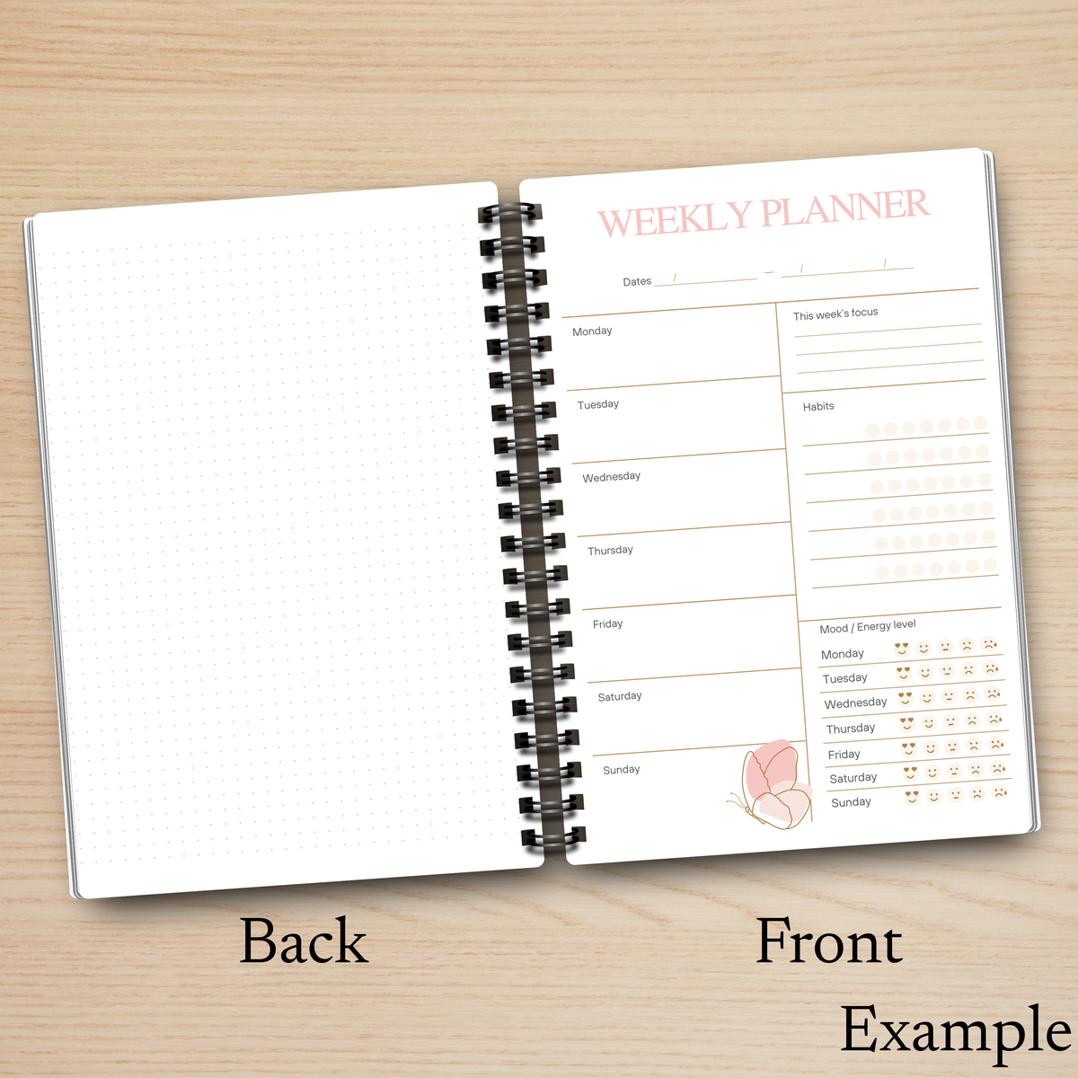 Butterfly A5 Planner Notebook – Pink
