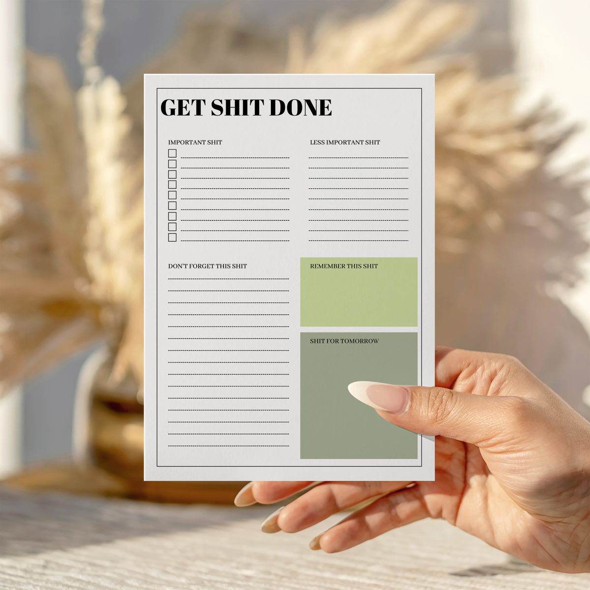 Get Sh*t Done green planner notepad A5 tear-off design by Peachi Lane