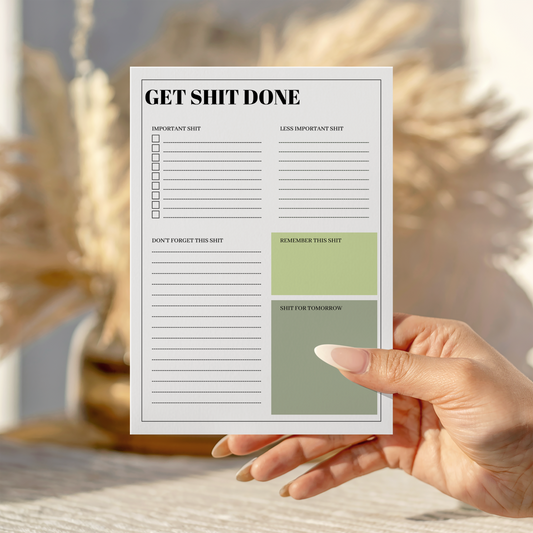 Get Sh*t Done green planner notepad A5 tear-off design by Peachi Lane